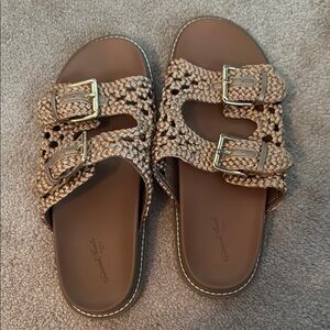 Women's Braided Slide Sandals - Tan